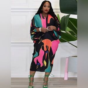 Dress one size fits most. Worn one time.